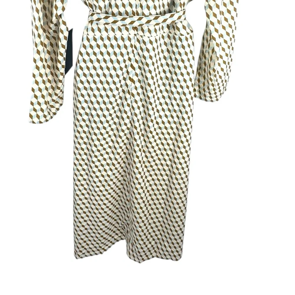 Tuckernuck NEW Tan Ocean Spray Geo Bex Long Sleeve Belted Midi Dress Size XXL - Picture 8 of 10